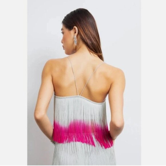 Pink Gray ombre fringe crop top - Picture 3 of 9
